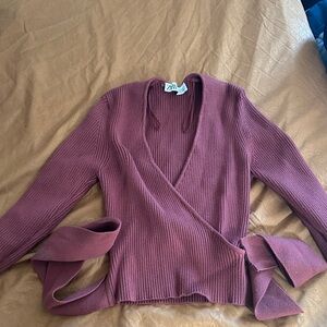 Zara Women's V-Neck Wrap Sweater - Deep Burgundy